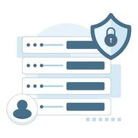 Digital data protection concept. Cyber security icon. Data security. Data center, access rights concept. Network protection. Flat design illustration on background. vector