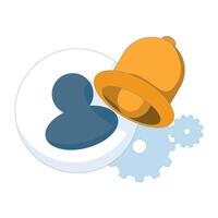 Account activity notification, user account avatar with notification bell icon, notifications and user updates. Perfect for mobile apps, websites, dashboards and UI elements. Flat design illustration. vector