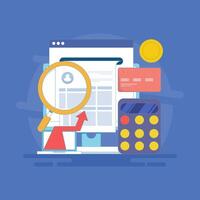 Concept of online accounting software, Digital accounting, Wealth management, Tax calculation, Financial growth, Banking report. design illustration on Background vector