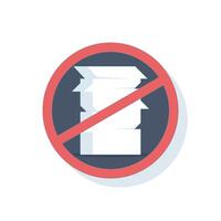 Concept of crossed out stack of documents. Easy requirements, no bureaucracy, simplified process, no paperwork, quick registration or minimal administration. For digital services. Cartoon illustration vector