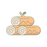pile of logs and growing plants with leaves thin line icon, climate change. graphics. Log sign with leaves on background, outline style icon for mobile or web design. vector