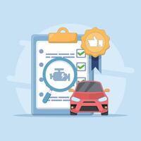 Car vehicle health check process concept. Perfect for automotive service, vehicle diagnostics, car maintenance and checkup related concepts. Flat cartoon design illustration. vector