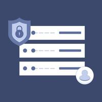Digital data protection concept. Cyber security icon. Data security. Data center, access rights concept. Network protection. Flat cartoon design illustration on background. vector
