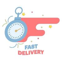 Express Delivery Service Concept. Time and express delivery. Express Delivery Banner. Stopwatch icon for express service. Flat Design Illustration on Background. vector