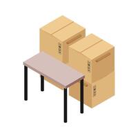 Tables and Boxes Isometric vector