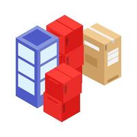 Long Stacked Boxes Isometric vector