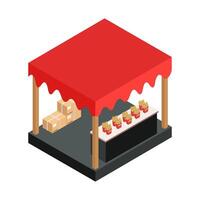 French Fries Stand Isometric vector