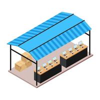 Donut Seller Stand Isometric vector