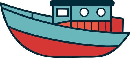 Cartoon Style Red and Blue Small Boat Illustration vector