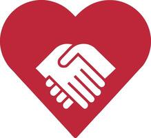 Red Heart with Handshake Graphic Design vector