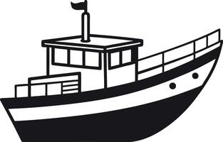 Simple Black and White Illustration of a Small Motorboat vector