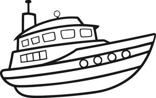 Simple Line Drawing of a Passenger Boat or Ferry Vessel vector