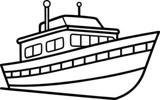 Simple Line Drawing of a Motor Yacht Boat for Kids vector