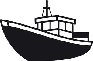 Simple Black and White Illustration of a Small Fishing Boat vector