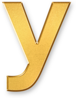 Gold Letter y Icon 3D Glossy Golden Lowercase y Symbol with Metallic Shine and Shadowed Style for Education Typography, Logo Design, Letter Based Branding, and Alphabetic Identity png