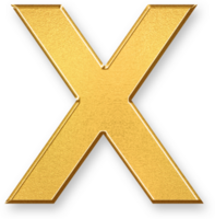 Gold Letter X Icon 3D Glossy Golden Uppercase X Symbol with Metallic Shine and Shadowed Style for Typography, Letter Based Identity, Graphic Highlighting, and Educational Alphabet Projects png
