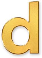 Gold Letter d Icon 3D Glossy Golden Lowercase d Symbol with Metallic Shine and Shadowed Style for Typography, School Design Projects, Educational Graphics, and Branding Applications png