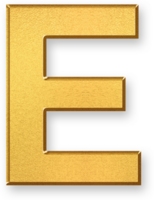 Gold Letter E Icon 3D Glossy Golden Uppercase E Symbol with Metallic Shine and Shadowed Style for Educational Visuals, Branding Typography, School Materials, and Text Design Assets png