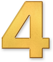 Gold Number Four 4 Icon 3D Glossy Golden Digit 4 Symbol with Metallic Shine and Shadowed Style for Item Listings, Process Stages, Task Steps, and Digital Numbering Systems png