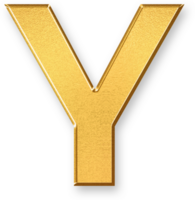 Gold Letter Y Icon 3D Glossy Golden Uppercase Y Symbol with Metallic Shine and Shadowed Style for Visual Typography, School Materials, Branding Letters, and Alphabet Based Graphic Content png