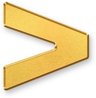 Gold Greater Than Sign Icon 3D Glossy Golden Symbol with Metallic Shine and Shadowed Style for Mathematical Operations, Logic Expressions, and Programming Based Comparison Functions png