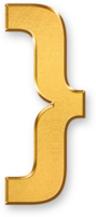 Gold Right Curly Brace Icon 3D Glossy Golden Symbol with Metallic Shine and Shadowed Style for Code Closure, Syntax Completion, Mathematical Groupings, and Structured Programming png