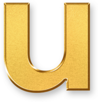Gold Letter u Icon 3D Glossy Golden Lowercase u Symbol with Metallic Shine and Shadowed Style for Typography, Education Lettering, Branding Content, and Alphabetical Visual Projects png