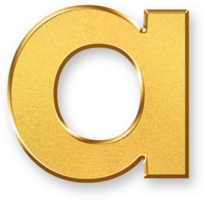 Gold Letter a Icon 3D Glossy Golden Lowercase a Symbol with Metallic Shine and Shadowed Style for Typography, Education Tools, Alphabet Based Design, and Brand Identity Projects png