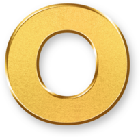 Gold Letter o Icon 3D Glossy Golden Lowercase o Symbol with Metallic Shine and Shadowed Style for Educational Materials, Branding Identity, Typography Design, and Alphabet Themed Graphics png