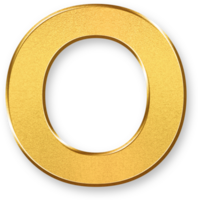 Gold Letter O Icon 3D Glossy Golden Uppercase O Symbol with Metallic Shine and Shadowed Style for Alphabet Design, Monogram Typography, Education Tools, and Letter Based Branding Assets png