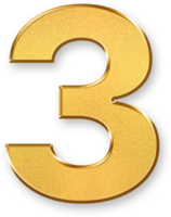 Gold Number Three 3 Icon 3D Glossy Golden Digit 3 Symbol with Metallic Shine and Shadowed Style for Step Sequences, Lists, Stages, Rankings, and Organizational Structures png