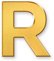 Gold Letter R Icon 3D Glossy Golden Uppercase R Symbol with Metallic Shine and Shadowed Style for Typography, School Materials, Corporate Branding, and Alphabet Based Design Systems png