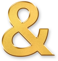 Gold Ampersand Icon 3D Glossy Golden Symbol with Metallic Shine and Shadowed Style for Typography Design, Word Connections, Decorative Fonts, and Editorial Graphic Elements png