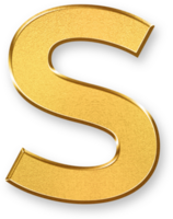 Gold Letter S Icon 3D Glossy Golden Uppercase S Symbol with Metallic Shine and Shadowed Style for Typography, School Materials, Monogram Branding, and Visual Letter Based Design Projects png