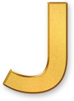 Gold Letter J Icon 3D Glossy Golden Uppercase J Symbol with Metallic Shine and Shadowed Style for Typography, Logo Design, School Material, and Alphabet Based Graphic Systems png