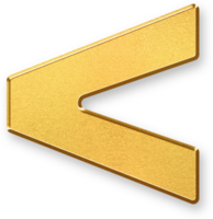 Gold Less Than Sign Icon 3D Glossy Golden Symbol with Metallic Shine and Shadowed Style for Mathematical Comparisons, Logic Operators, and Programming Condition Expressions png