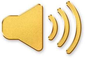 Gold Sound Waves Icon 3D Glossy Golden Waveform Symbol with Metallic Shine and Shadowed Style for Audio Frequency, Music Playback, Voice Input, and Sound Based Visualization Interfaces png