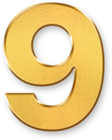 Gold Number Nine 9 Icon 3D Glossy Golden Digit 9 Symbol with Metallic Shine and Shadowed Style for Final Steps, Ranked Listings, Top Nine Highlights, and Step by Step Digital Processes png