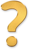 Gold Question Mark Icon 3D Glossy Golden Symbol with Metallic Shine and Shadowed Style for Inquiries, Uncertainty, Customer Support, Communication Clarity, and Text Based Questions png