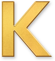 Gold Letter K Icon 3D Glossy Golden Uppercase K Symbol with Metallic Shine and Shadowed Style for Text Composition, Educational Typography, Visual Branding, and Alphabet Based Graphics png