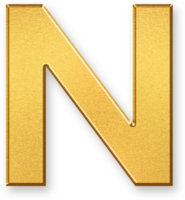 Gold Letter N Icon 3D Glossy Golden Uppercase N Symbol with Metallic Shine and Shadowed Style for Alphabet Typography, Educational Graphics, Corporate Branding, and Text Identity png