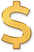 Gold Dollar Sign Icon 3D Glossy Golden Symbol with Metallic Shine and Shadowed Style for Finance, Currency, Payment Systems, Online Shopping, and Economic Value Representation png
