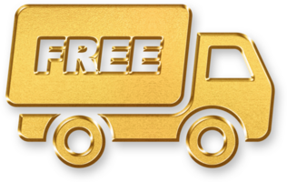 Gold Free Xpress Icon 3D Glossy Golden Lightning and Text Symbol with Metallic Shine and Shadowed Style for Free Shipping Services, Fast Logistics, and Zero Fee Delivery Promotions png