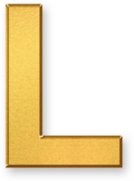 Gold Letter L Icon 3D Glossy Golden Uppercase L Symbol with Metallic Shine and Shadowed Style for Visual Typography, Educational Materials, Branding Text, and Alphabetic Design Elements png