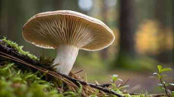 Mushroom with intricate gills in a serene forest setting for nature enthusiasts and photographers exploring the beauty of fungi in their natural habitat fungus photo