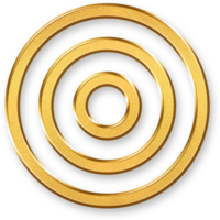 Gold Goal Icon 3D Glossy Golden Bullseye Target Symbol with Metallic Shine and Shadowed Style for Achievement, Focus, Strategy, Success Tracking, and Performance Milestone Purposes png