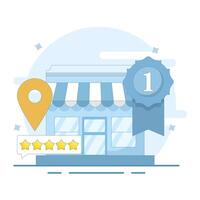 Top rated concept. Local business with top ratings and great customer reviews. Building a strong online reputation and trust and digital engagement. Modern design illustration on background vector