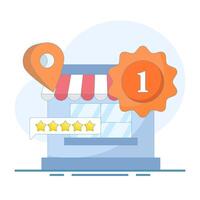Top rated concept. Local business with top ratings and great customer reviews. Building a strong online reputation and trust and digital engagement. Modern design illustration vector