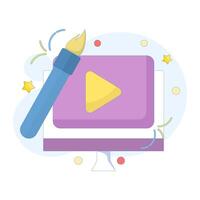 manipulation and editing concept. application or service of filters, effects, adjustments, videos. illustration of symbol with brush. illustration of minimalist flat style design on background. vector