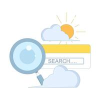 SEO magnifier search icon, optical search. search tab. UI UX interface for research magnifier. SEO analytics search browser. Lens to magnify objects. Flat design illustration on background. vector